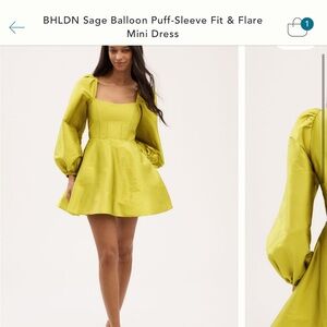 Anthropologie BHLDN balloon sage puff sleeve fit and flare mini dress